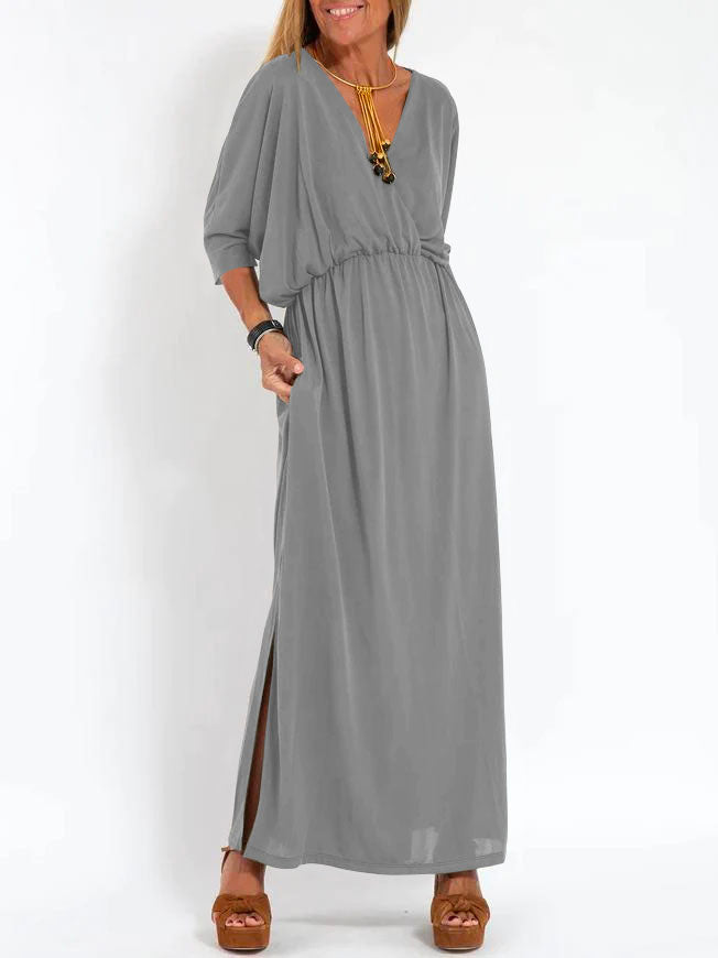 EL VESTIDO VENISE CON CUELLO EN V Y BOLSILLO