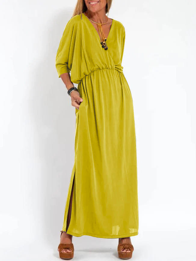 EL VESTIDO VENISE CON CUELLO EN V Y BOLSILLO
