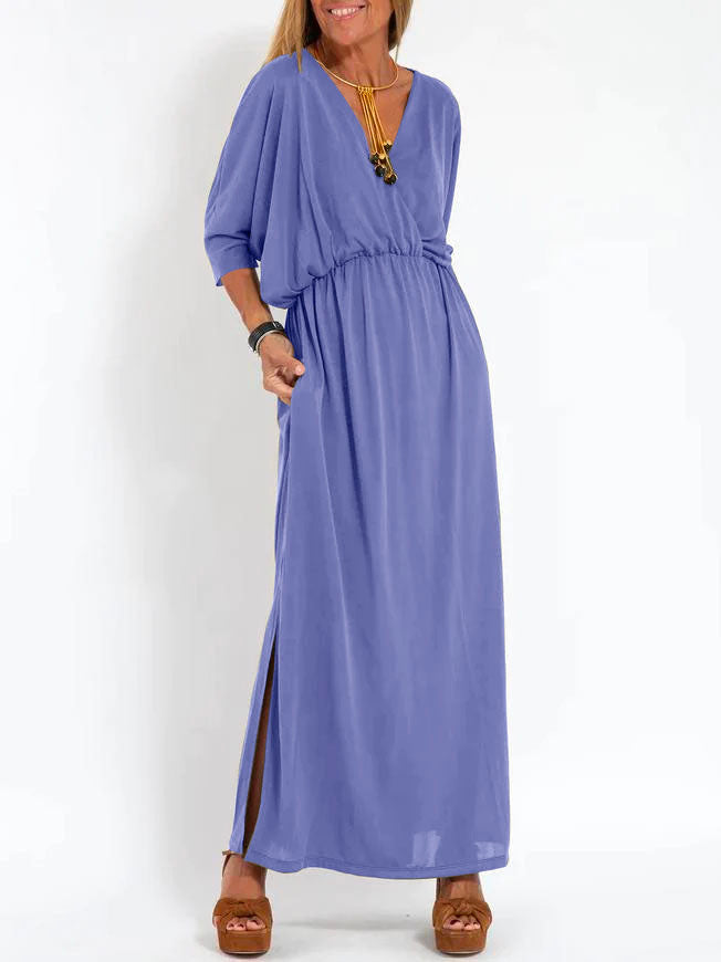 EL VESTIDO VENISE CON CUELLO EN V Y BOLSILLO