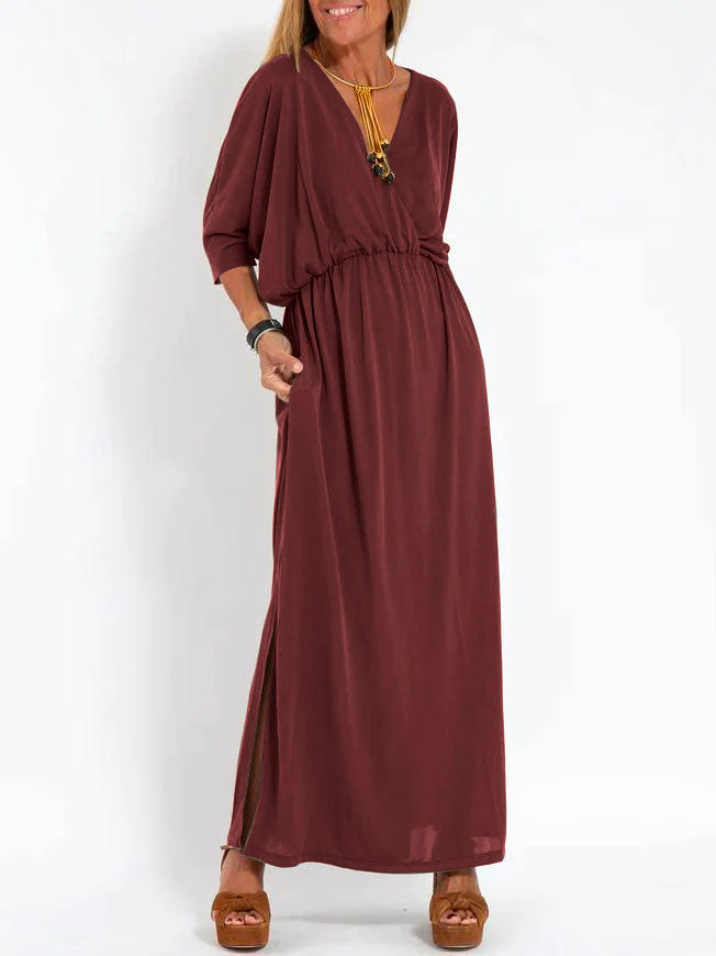 EL VESTIDO VENISE CON CUELLO EN V Y BOLSILLO