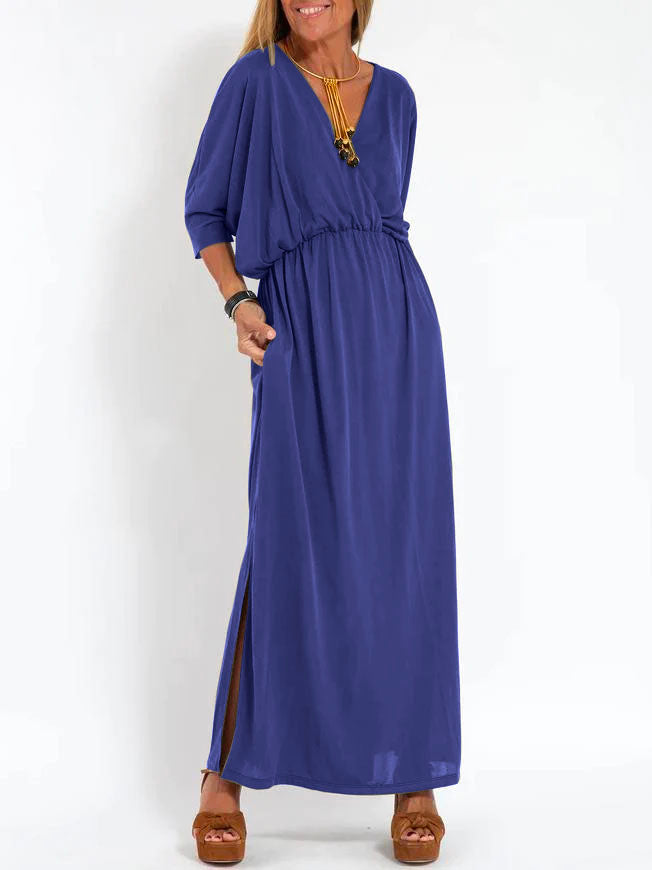 EL VESTIDO VENISE CON CUELLO EN V Y BOLSILLO