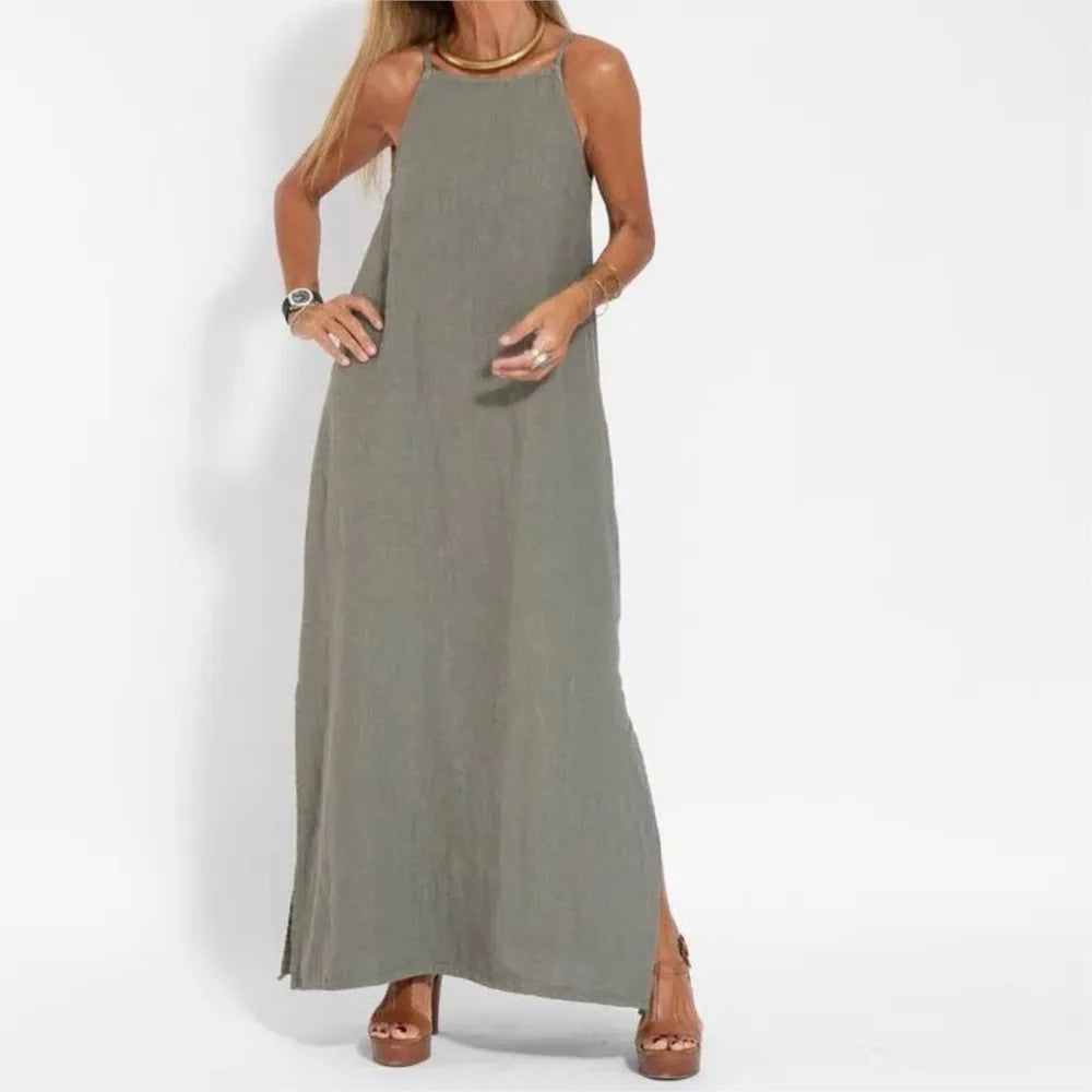 Santorini Breeze – Boho Cotton Maxi Dress