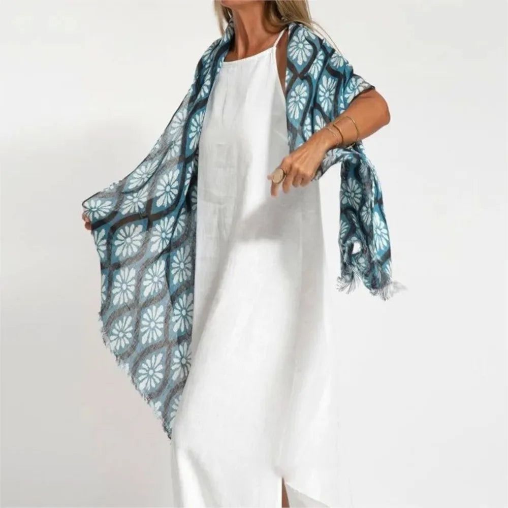 Santorini Breeze – Boho Cotton Maxi Dress