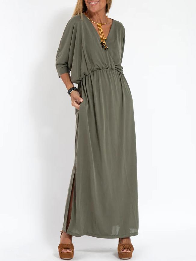 EL VESTIDO VENISE CON CUELLO EN V Y BOLSILLO