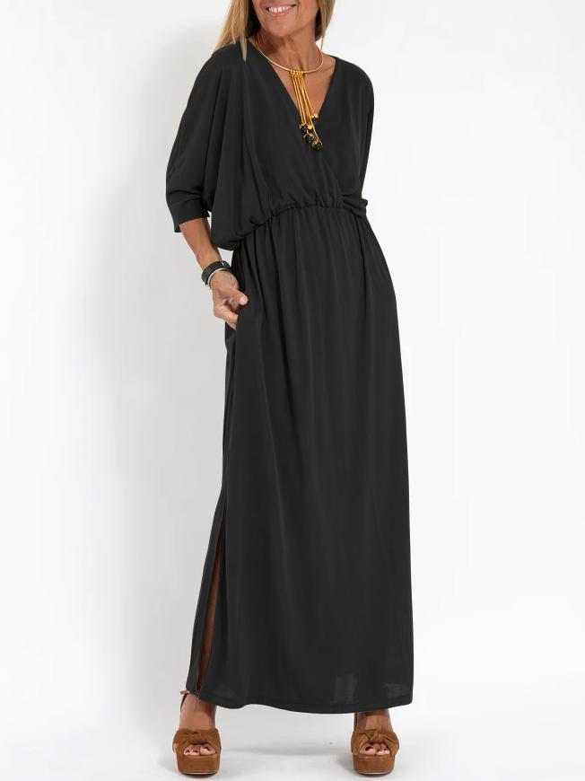 EL VESTIDO VENISE CON CUELLO EN V Y BOLSILLO