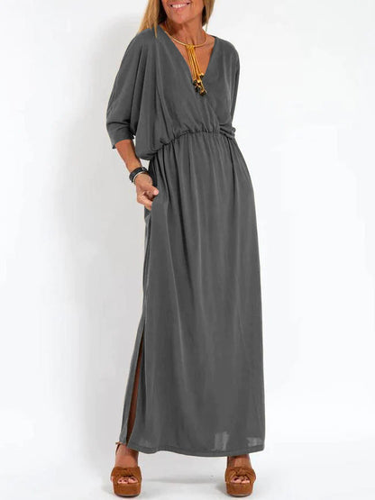 EL VESTIDO VENISE CON CUELLO EN V Y BOLSILLO