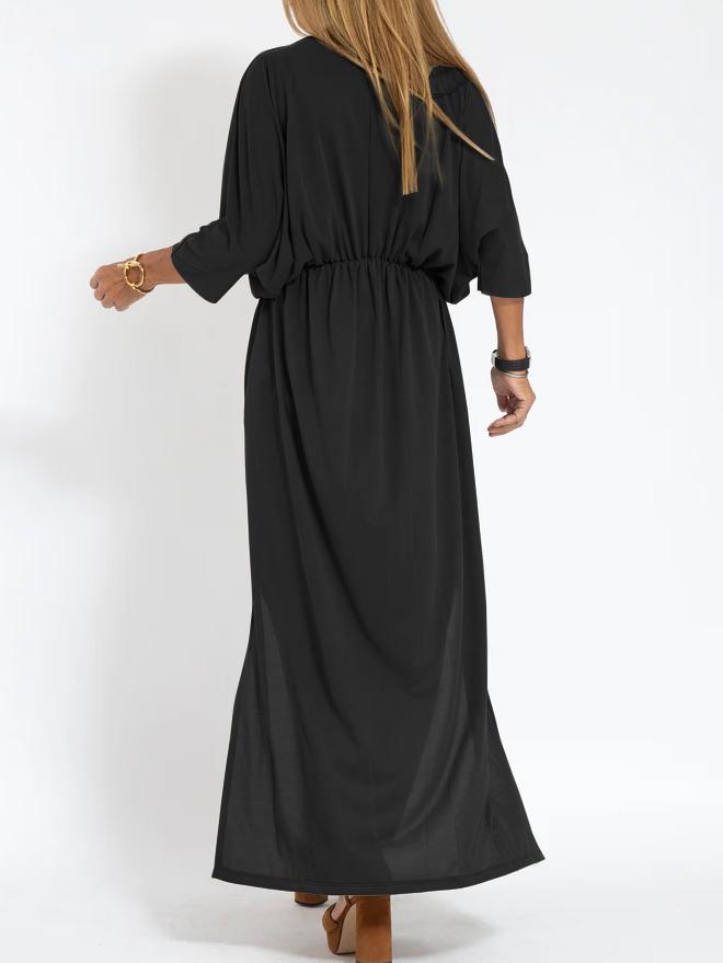 EL VESTIDO VENISE CON CUELLO EN V Y BOLSILLO