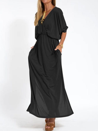 EL VESTIDO VENISE CON CUELLO EN V Y BOLSILLO