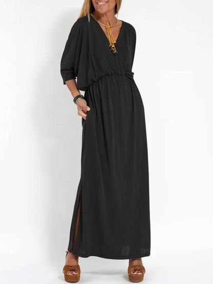 EL VESTIDO VENISE CON CUELLO EN V Y BOLSILLO